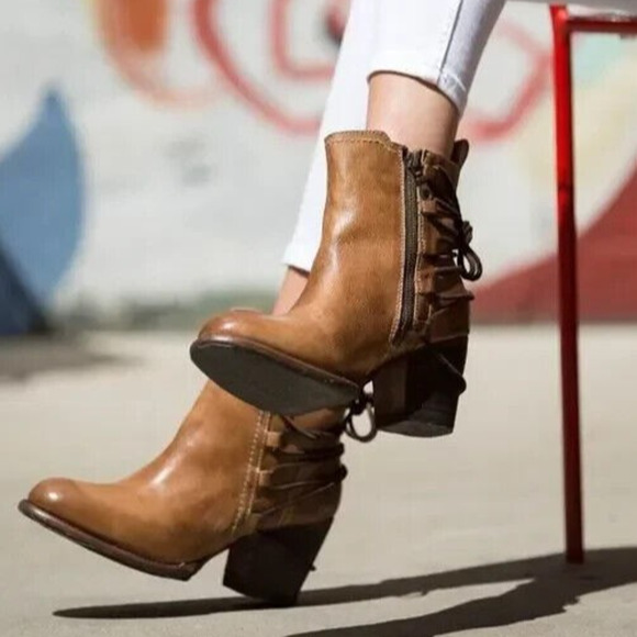 Bed Stu Blaire Leather Ankle Boot Tan Rustic Cobbler Lace Boots Women's Size 9 - Picture 12 of 16